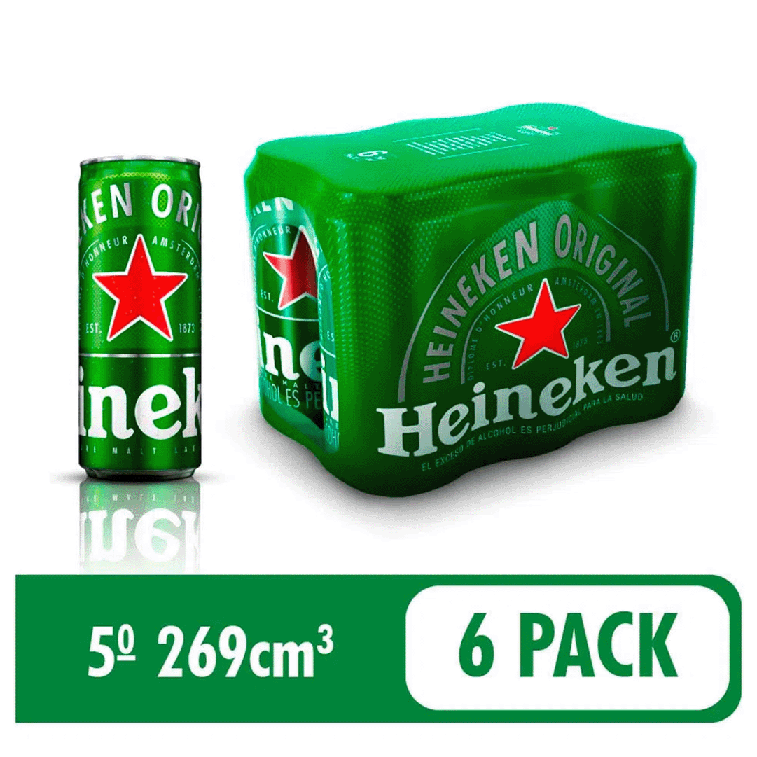 Cerveza Heineken Lata x6Un x269ml