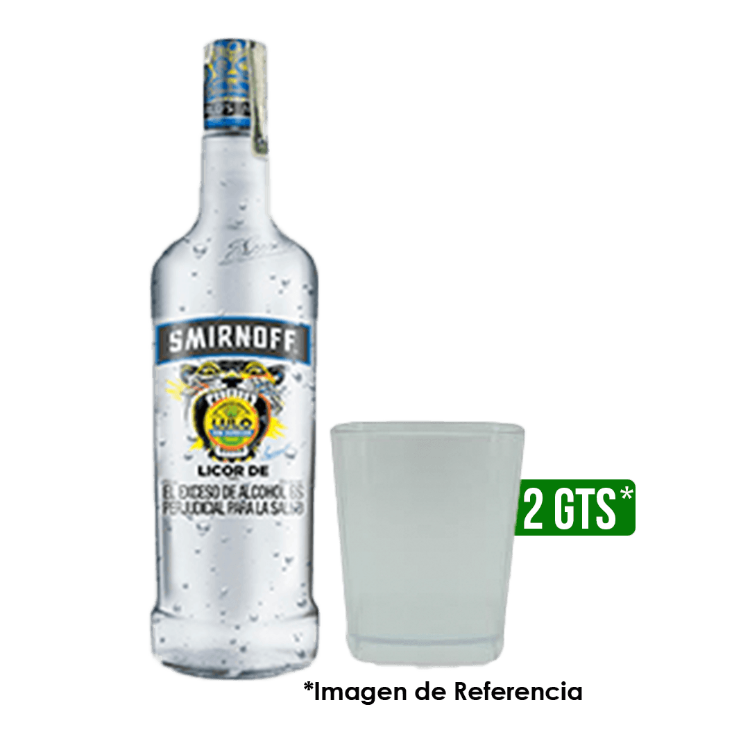 Vodka Smirnoff X1 Lulo Sin Azúcar x750ml Gratis 2 Vasos