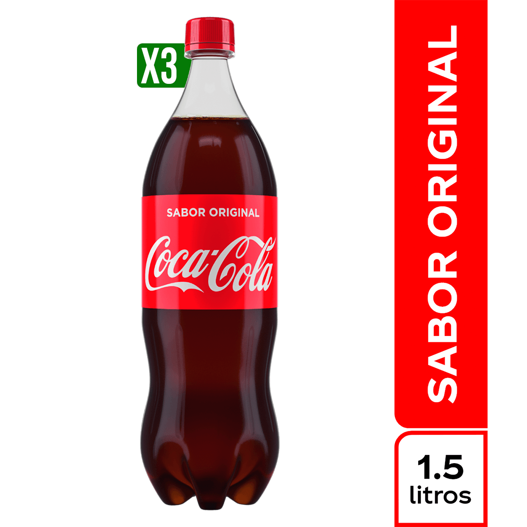 3Un Gaseosa Coca-Cola Botella Pet x1500ml