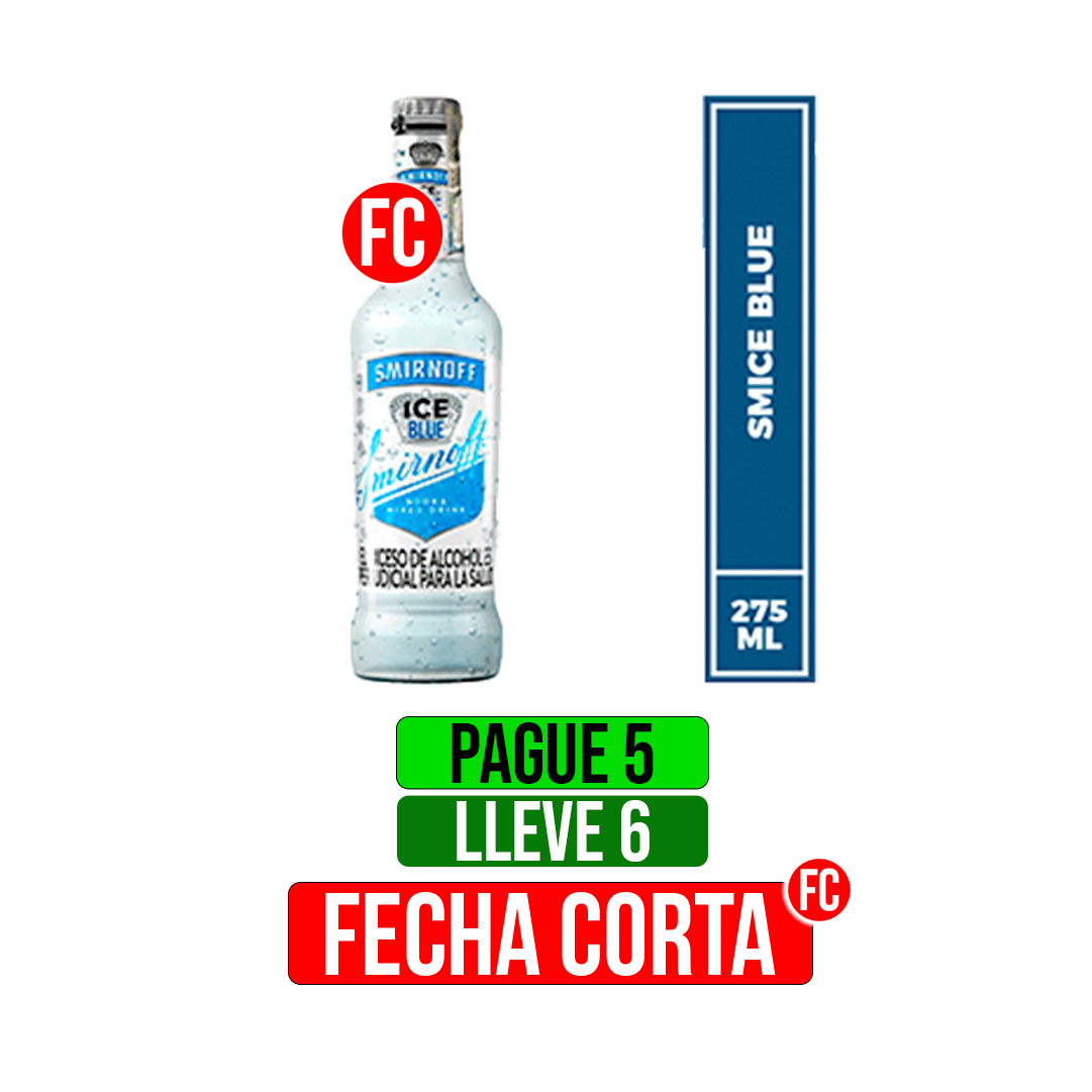 Pague 5 Lleve 6 Vodka Smirnoff Ice Blue x275ml