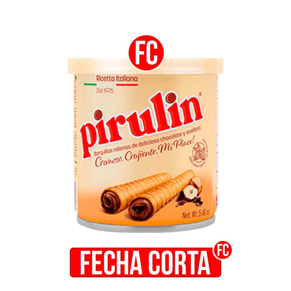 Barquillo Pirulin Chocolate y Avellanas 24un x155gr