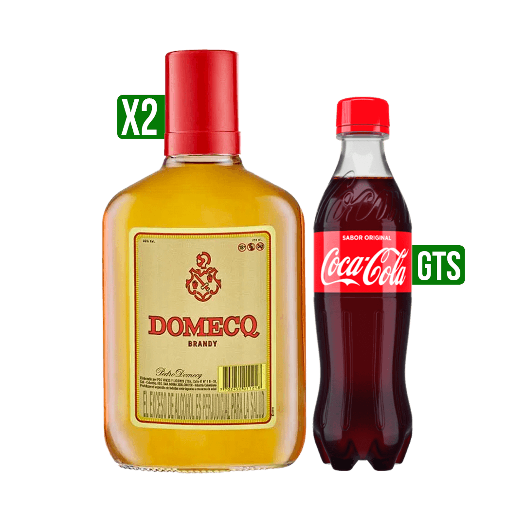 2Un Brandy Domecq Botella x250ml Gts Gaseosa Coca-Cola Pet x400ml
