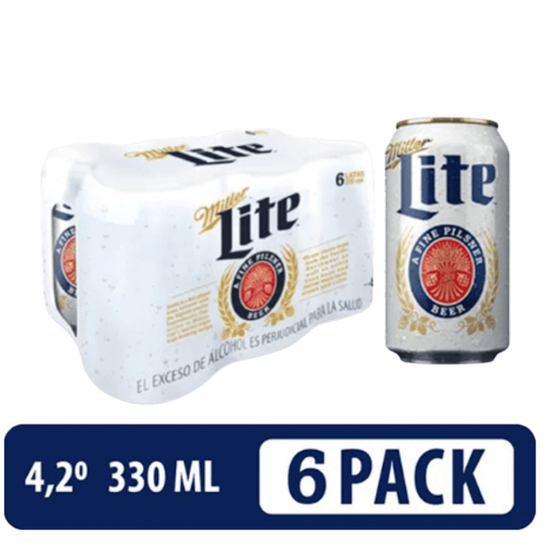 Cerveza Miller Lite Nal x6 x330ml